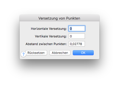 Dialogbox Versetzung von Punkten